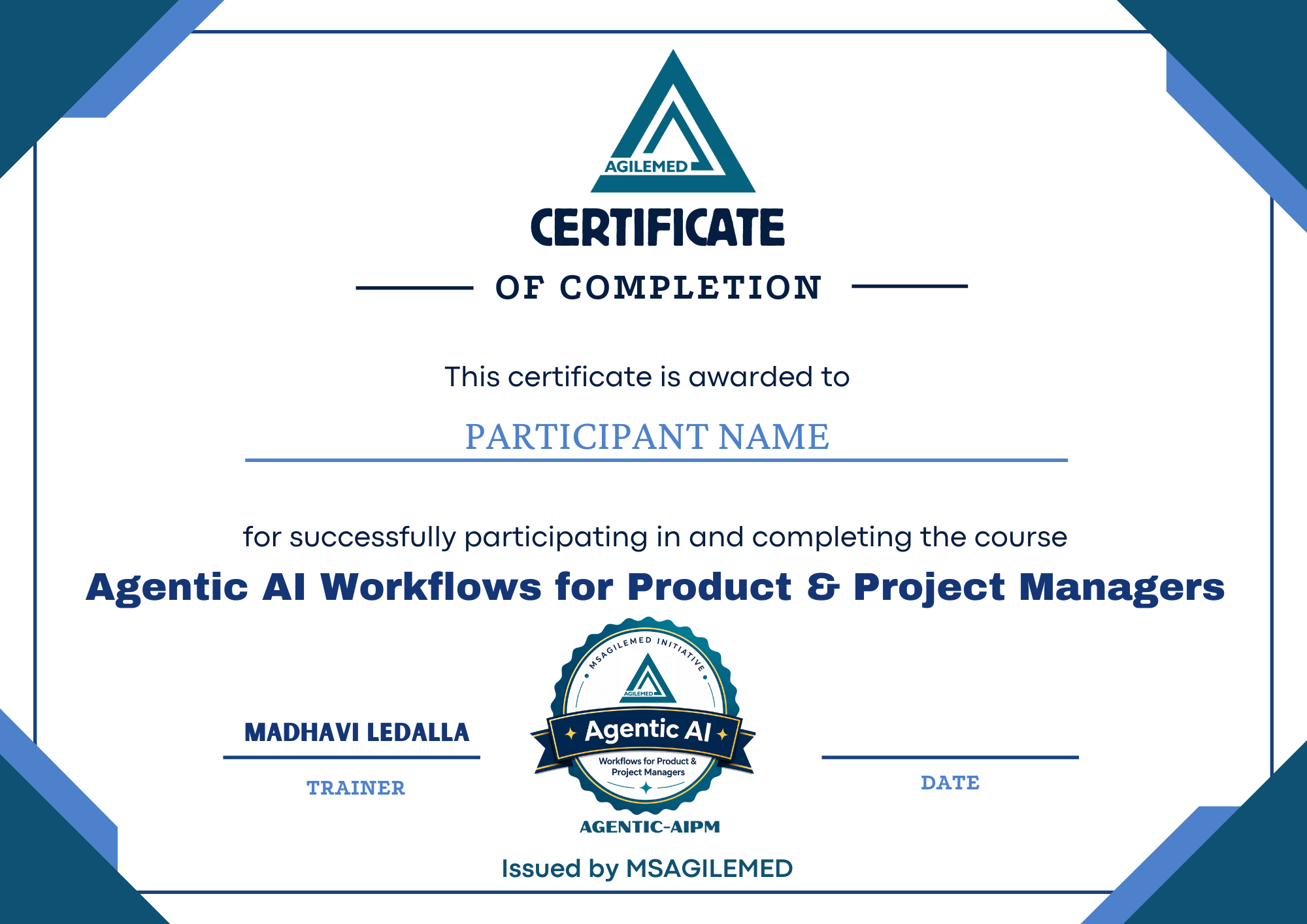 Certificate of Completion - AI Agentic Workflows for Product and Project Managers